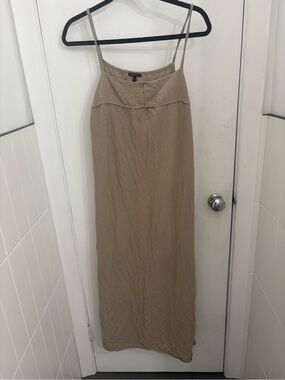 Massimo Dutti Beige Spaghetti-Strap Maxi Dress